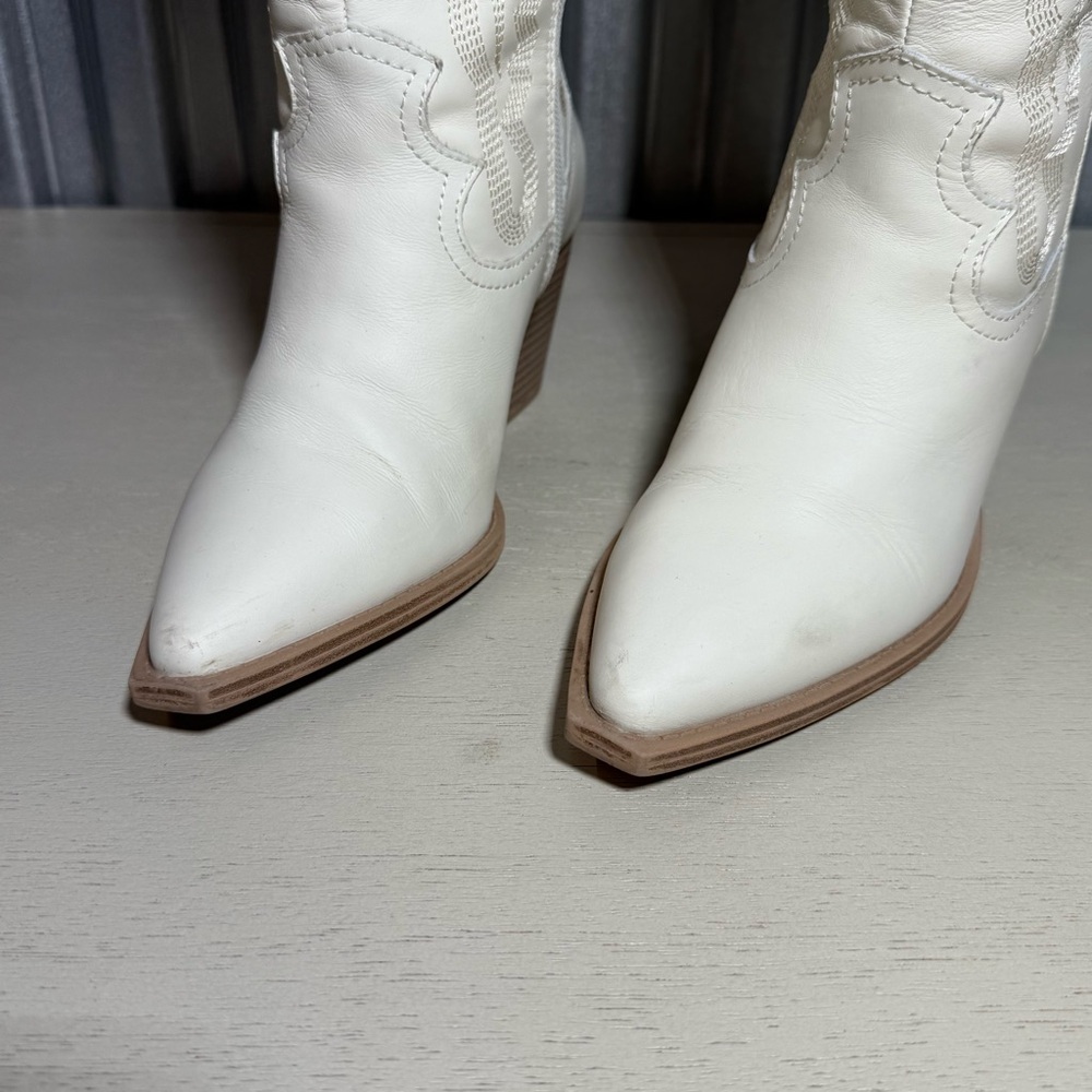 Crown Vintage Women's 8.5 White Leather Western Embroidered Cowboy Boots in Box - Picture 6 of 12